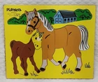 Vintage Playskool Kids Wood Puzzle Toy HORSES 175-2 USA Made 18 Pieces 2-5 Years