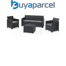 Keter Emma 5 Seater Lounge Sofa 2 x Chairs Set Storage Coffee Table Graphite