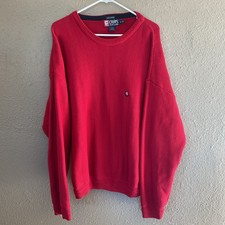 Vintage Chaps Ralph Lauren Men's Sweater XL 100 Cotton RL Logo Red Hand Framed
