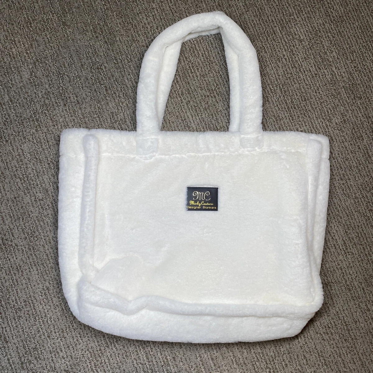 Minky Couture Designer Blankets Annie Bag Purse Cream White Soft Plush