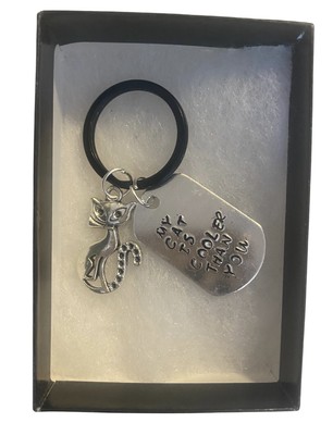 Hand Stamped Keychain My Cat is Cooler Than You