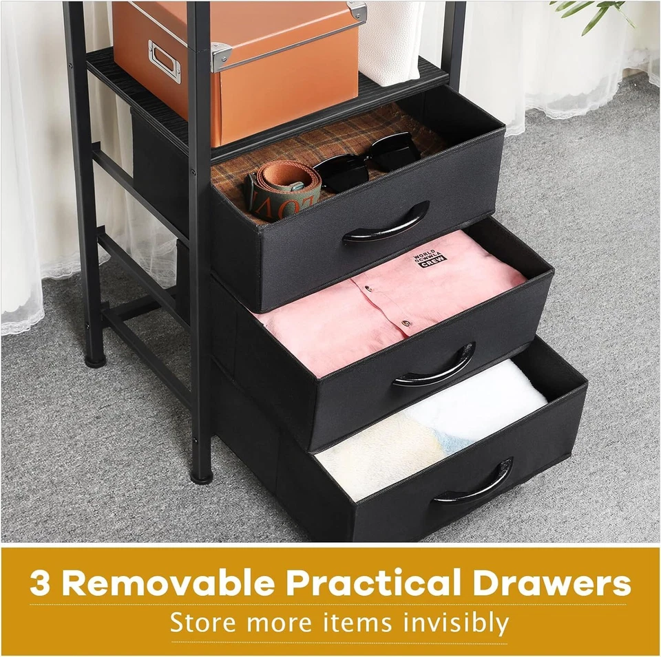 Perchero de alta resistencia con estantes, perchero con cajones para colgar ropa Foto 4 de 4