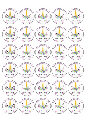 30 Einhorn personalisierte Nachricht Geburtstag Cupcake | Fee Kuchen Topper