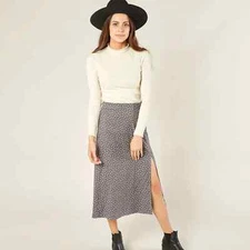 Rylee + Cru DITSY SLIT SKIRT WASHED Indigo Size XL NWT