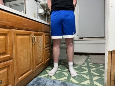 Under Armour Vintage Fußball Lauf Gym Workout Shorts Blau Weiß
