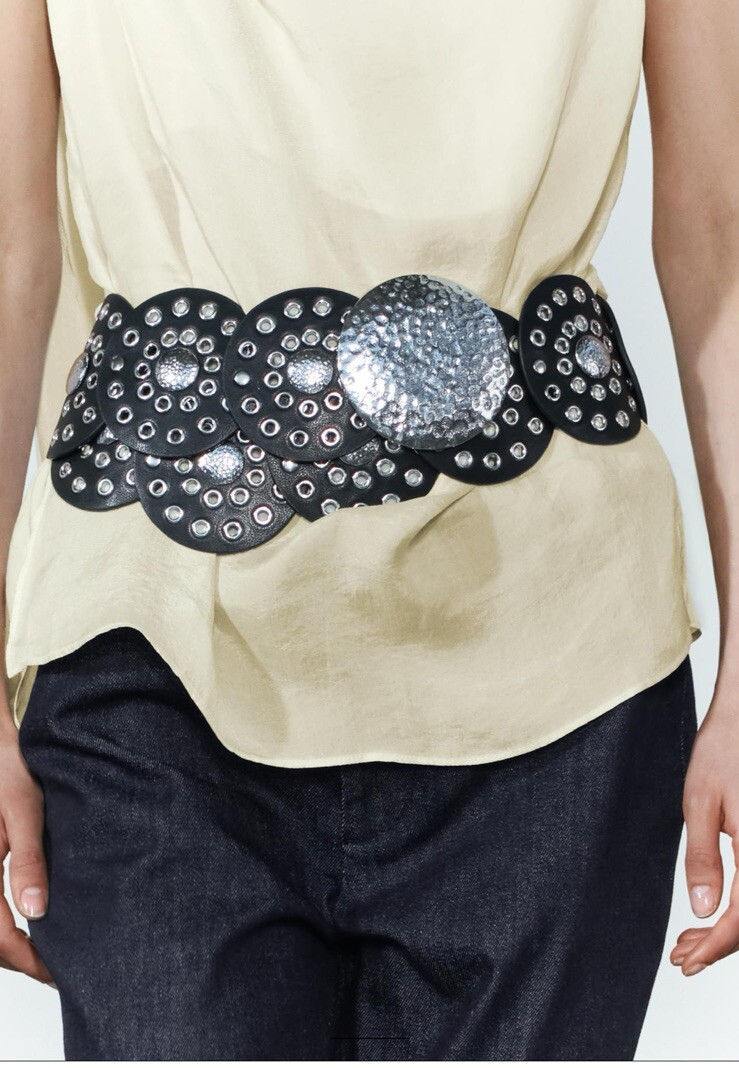 STUDDED LEATHER CIRCLE BELT-Zara | eBay display picture 1