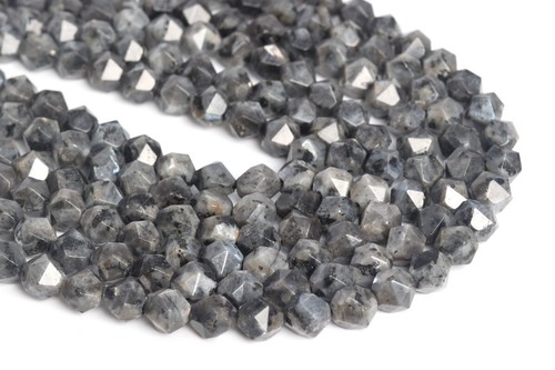 Black Larvikite Star Cut Faceted Grade A Natural Loose Beads 5-6/7-8/9-10MM - Picture 10 of 10