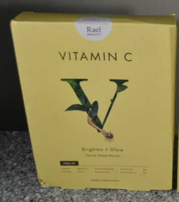 Rael Beauty Vitamin C Facial Sheet Masks - 5 count, New in box