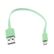 MicroUSB Short USB Cable Charger Cord Power Wire Green Flat Fast for SmartPhones