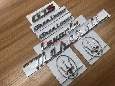 7PC SET Chrome Red Emblem For Maserati Levante Side Trunk Logo Badges Nameplate