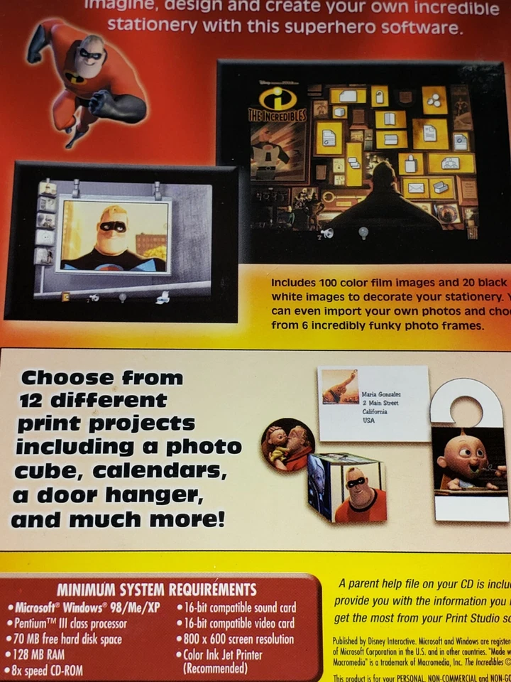 The Incredibles PC-CD ROM Print Studio Microsoft Windows 98/Me/XP - Image 2 of 4