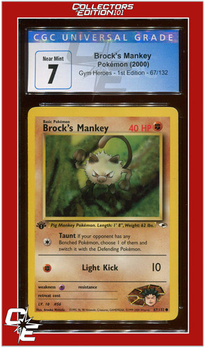 Brock's Mankey (1st Edition) graded CGC 7 for sale on eBay