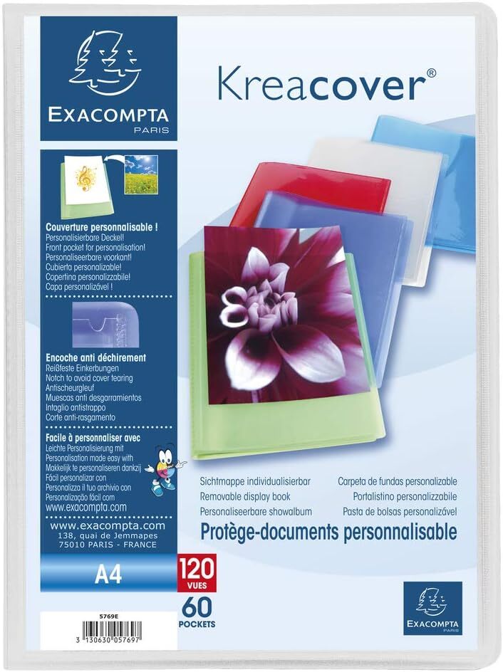 Thumbnail - Exacompta 5769e Sichtmappe Pp 500µ 60 Hüllen Krea Cover Chromaline Din