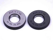 NEW M25 X 1 6g SOLID THREAD RING GAGES 25 1.0 GO NO GO P.D.'S = 24.324 & 24.199