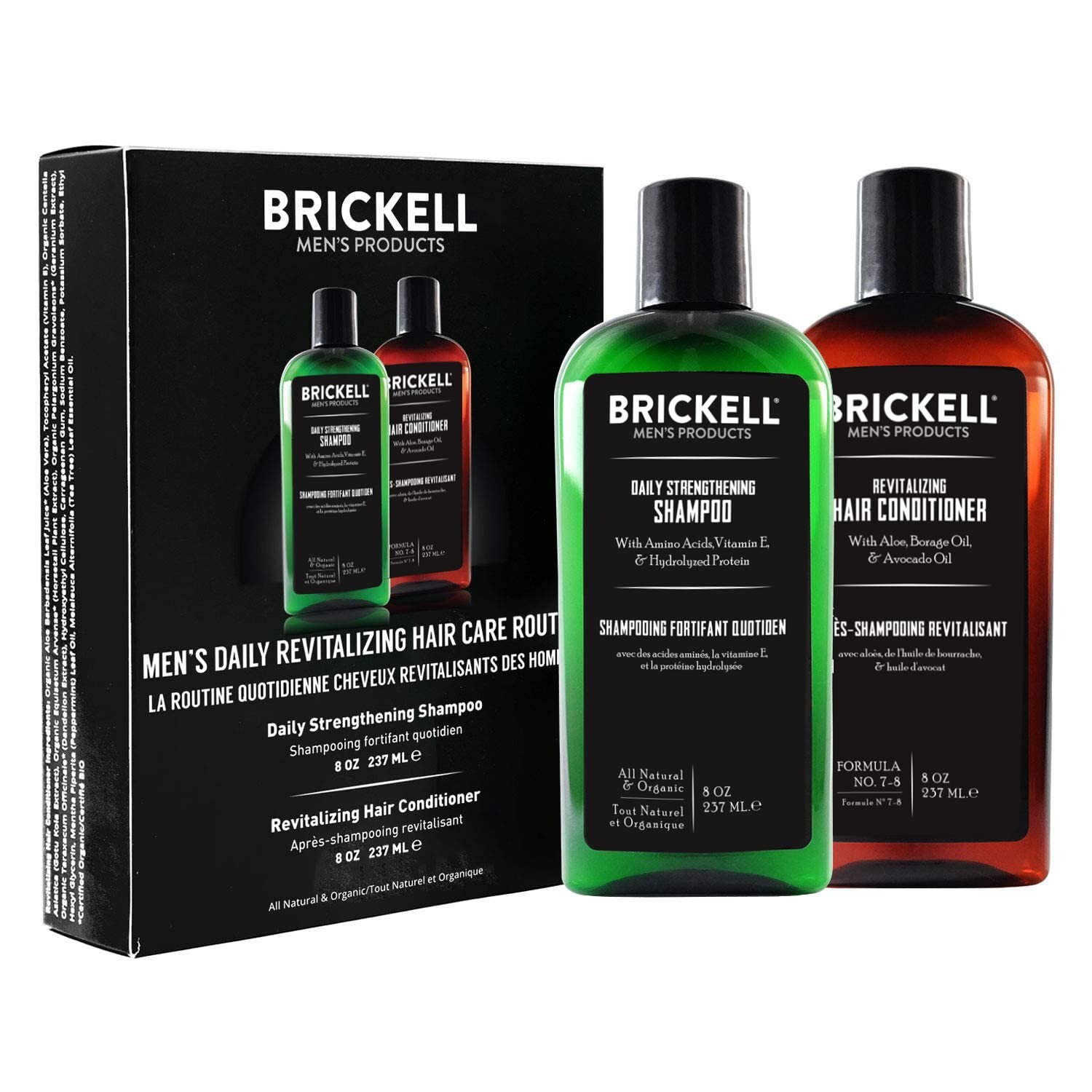 Brickell Men's Daily Revitalizing Hair Care Routine, Shampoo and Conditioner Set