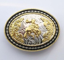 Large Classic Western Cowboy Belt Buckle Fits 1.5in Belts, Style I - Rodeo