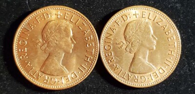 2 1967 Great Britain One Penny Elizabeth II DEI Gratia Regina Uncirculated t1559