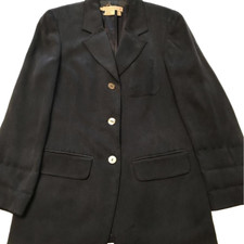 Excursion Womens Suit Jacket Blazer Blue 100% Silk  Long Sleeve 3 Button 6