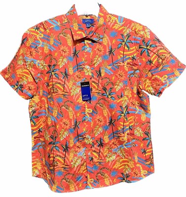 Kohl s Apt 9 Men s Hawaiian Shirt XL Pineapple Snakes Leaves Palm Trees Flowers