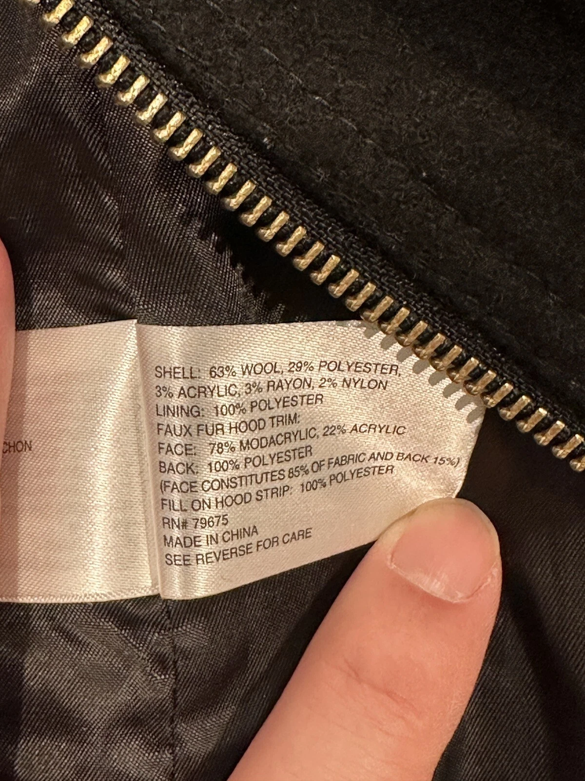 MICHAEL KORS Cappotto donna nero misto lana taglia 10 con cappuccio rimovibile