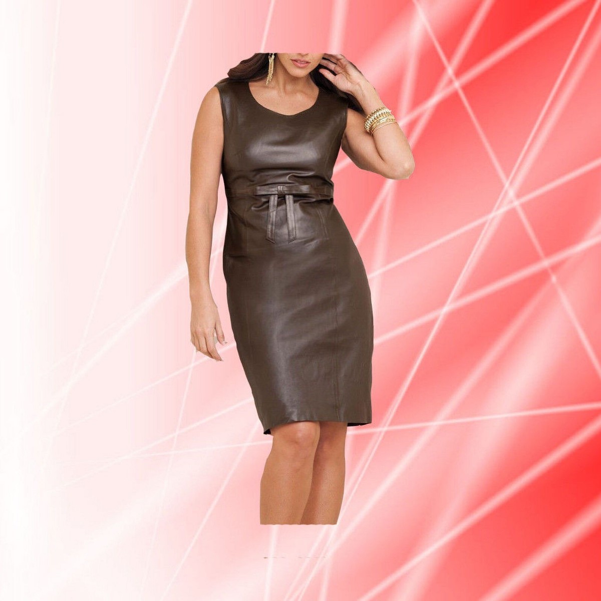 brown leather bodycon dress Sepia Faux Leather Sleeveless Bodycon Mini Dress