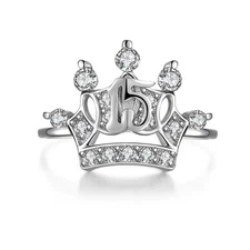 .925 Sterling Silver Quinceanera 15 Year Old Birthday Cz Ring Band Sz 4-12 SFL08