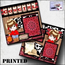 COWGIRL ~ PRINTED 2 premade scrapbook pages paper  layout 4 album girl BY CHERRY