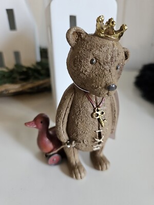 Nostalgischer  Teddy  Bär Teddybär mit Ente   8x7x13cm Shabby  Clayre & Eef