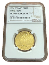 Canada 1994 Gold 1/4 oz 100 Dollars $100 NGC PF70UC Home Front 2996.04 per troy oz
