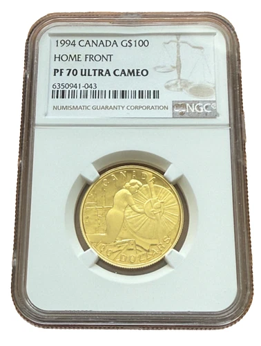 Canada 1994 Gold 1/4 oz 100 Dollars $100 NGC PF70UC Home Front