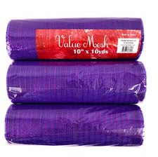 Lot 3 10" x 10 Yard Metallic Purple Deco Mesh Roll Ribbon Wreath Decorating