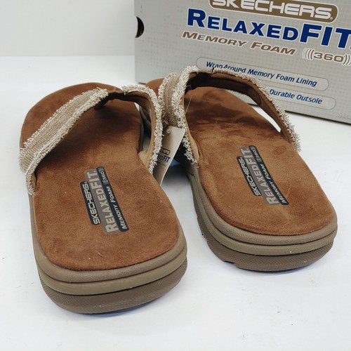 Skechers Supreme Bosnia Sandals Flip Flop Mens Size 8 Brown 64152 Memory Foam - Picture 5 of 8