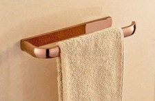 Rose Gold Brass Wall Mounted Single Towel Rail Holder Storage Rack Bar eba868