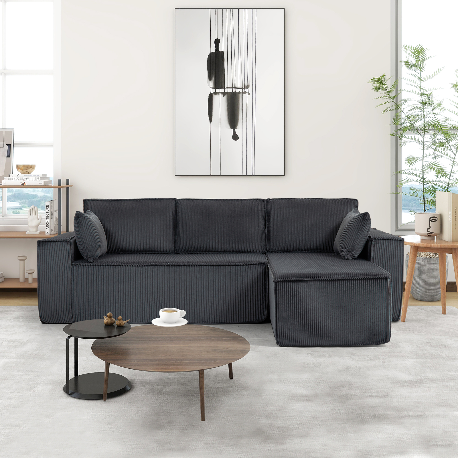 L-Shape Modular Sectional Cloud Sofa with Comfortable Upholstered Design