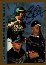 A.J. Hinch autographed baseball card (Oakland Athletics) 1998 Topps #487 Rookie