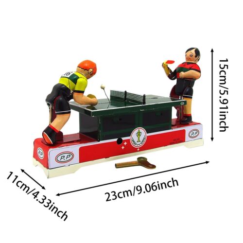 Vintage Tinplate Toys Clockwork Table Tennis Player Wind Up Metal Toys Birthday - Picture 3 of 6