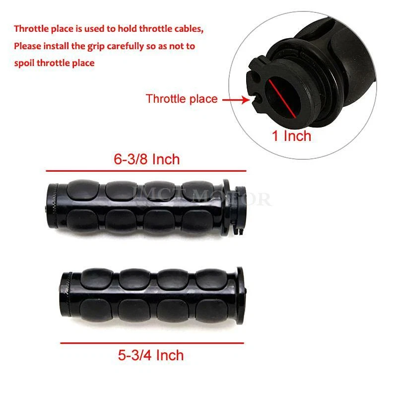 Pair Motorcycle 1" Handlebar Hand Grip For Harley Road King Street Glide Softail - Image 2 of 4