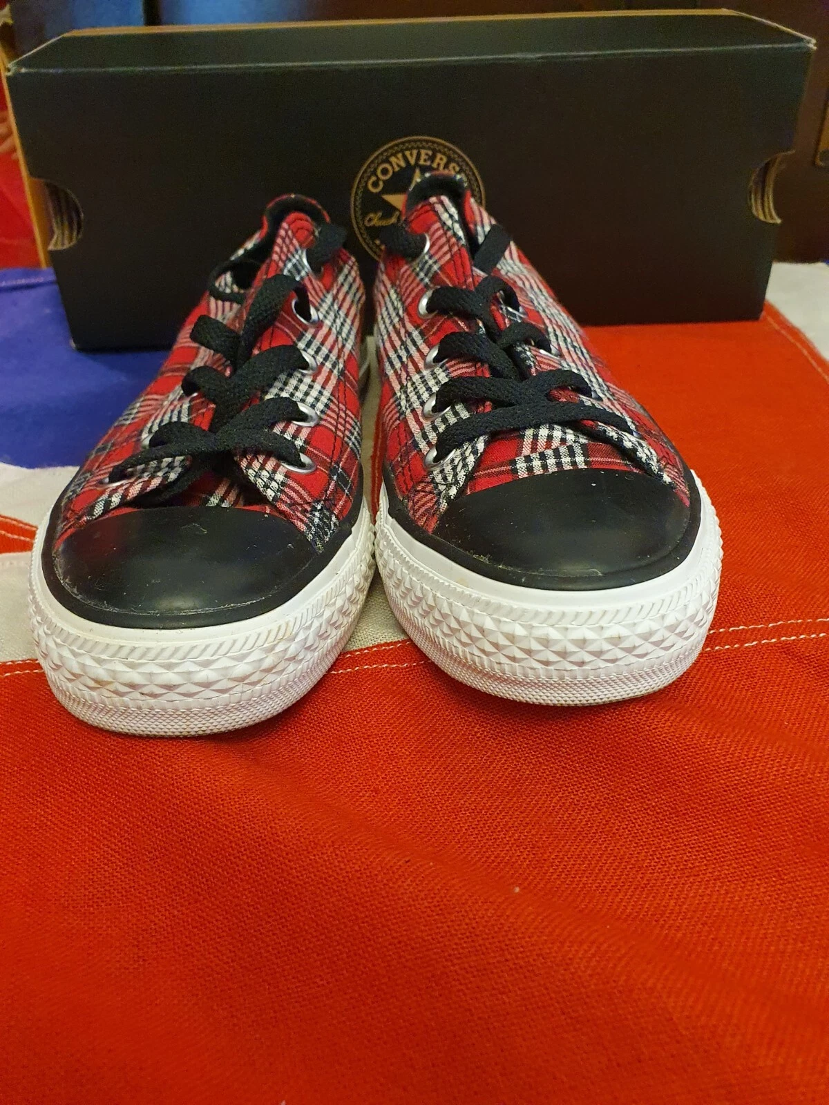 Sneakers Converse rosso nero tartan