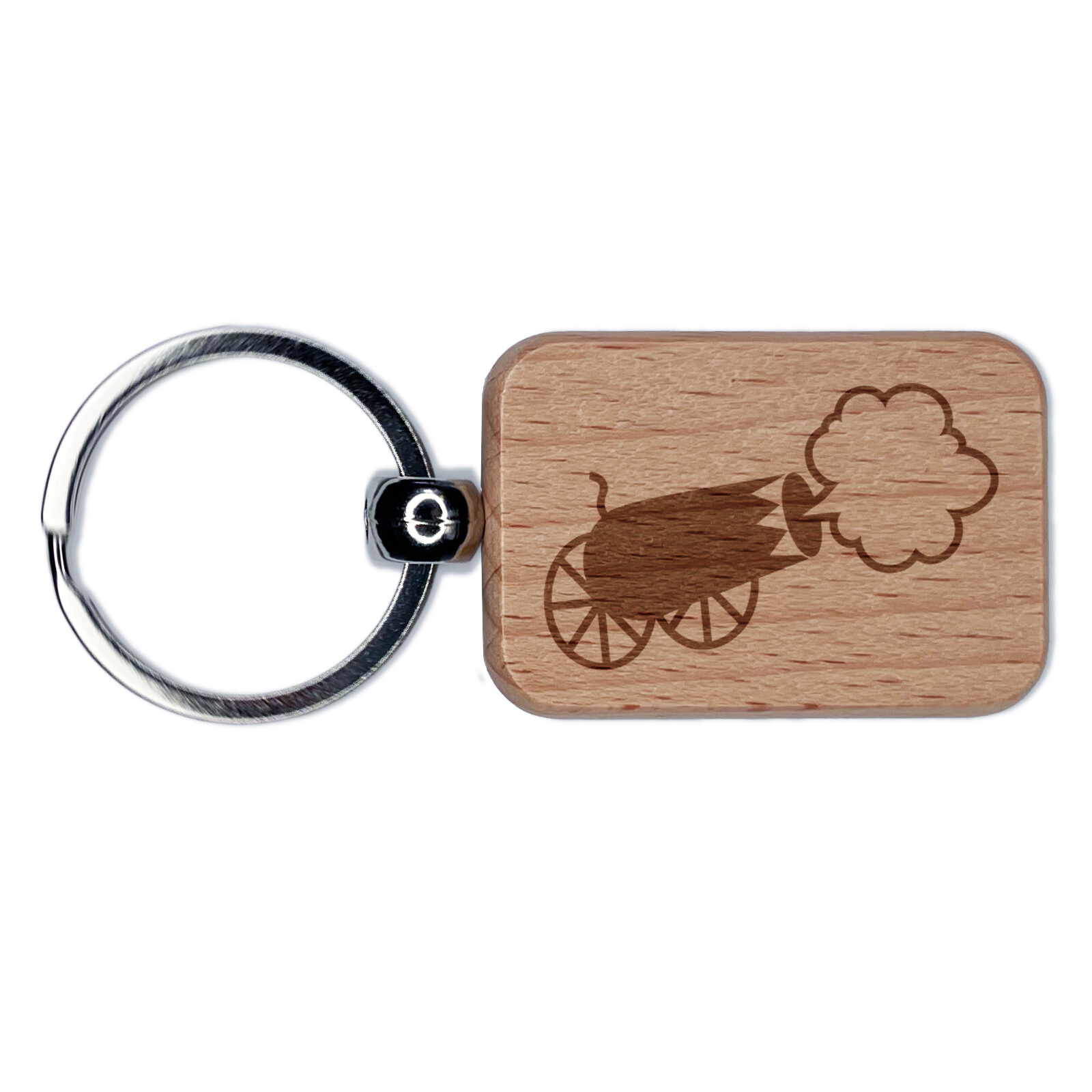 Circus Carnival Cannon Engraved Wooden Keychain Tag Charm Gift