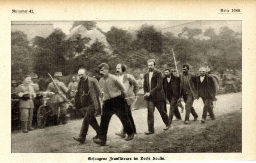 Gefangene Franktireurs im Dorfe Soulin 1.WK 1914 - Bild 1 von 1
