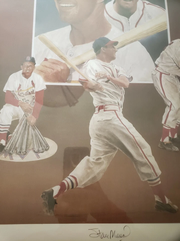 STAN MUSIAL LITHOGRAPH AUTOGRAPH 66/250 NUMBERED CARDINALS RARE AUTHENTIC  - Image 2 of 4