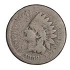 1859 COPPER NICKEL FULL DATE Indian Head Cent Penny CULL / AG / HOLE FILLER