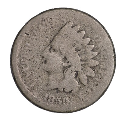 1859 COPPER NICKEL FULL DATE Indian Head Cent Penny CULL / AG / HOLE FILLER