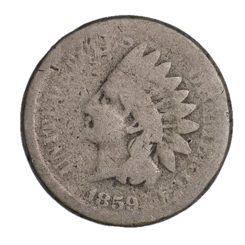 1859 COPPER NICKEL FULL DATE Indian Head Cent Penny CULL / AG / HOLE FILLER