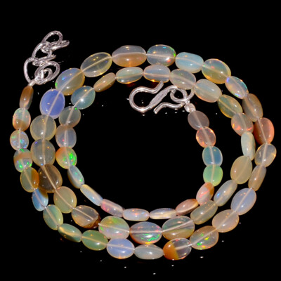 Different Variations Ethiopian Welo Fire Opal Oval Beads Necklace Natural Gems