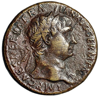 Trajan Sestertius ''Pax Seated'' Rome 99-100 AD Very Fine