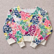 Vintage Y2K Champion Floral Cropped Sweatshirt Oversized Logo Size Large