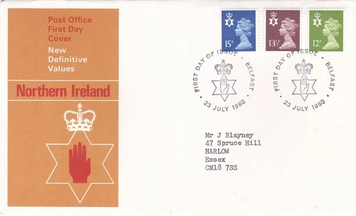 Northern Ireland 1980 New Definitives FDC Belfast special cancel typed VGC
