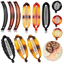 12 Pcs Banana Hair Clips for Women Classic Clincher Double Combs Large Fishtail