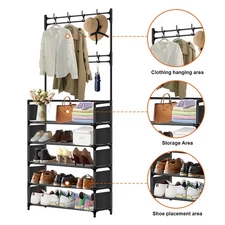 5 Tier Shoe Rack Entryway Coat Hat Rack Organizer Storage Shoes Shelves Standing